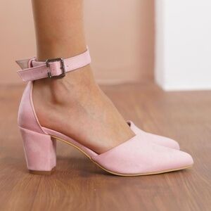 Vegan Suede Light Pink Block Heels US women's size 7